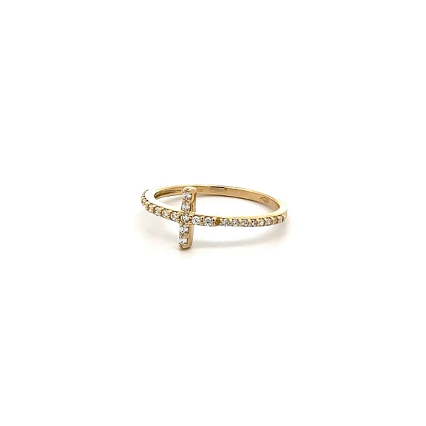 Nhẫn vàng hình thánh giá đính đá zircon