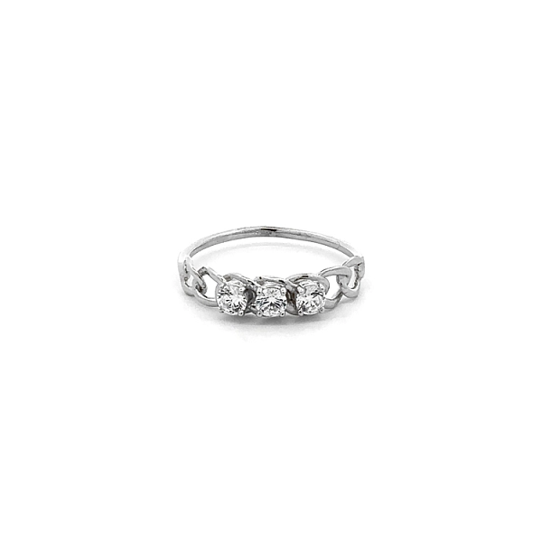 Nhẫn vàng trắng đính đá zircon trắng
