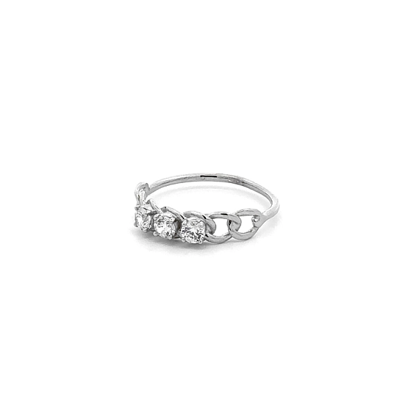 Nhẫn vàng trắng đính đá zircon trắng