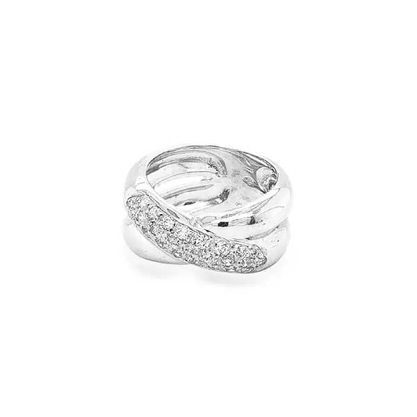 Nhẫn nữ bằng vàng trắng đính đá zircon trắng