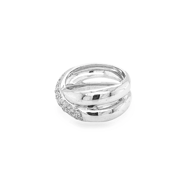 Nhẫn nữ bằng vàng trắng đính đá zircon trắng
