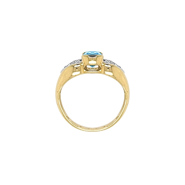 Nhẫn vàng cao cấp gắn topaz xanh và zircon