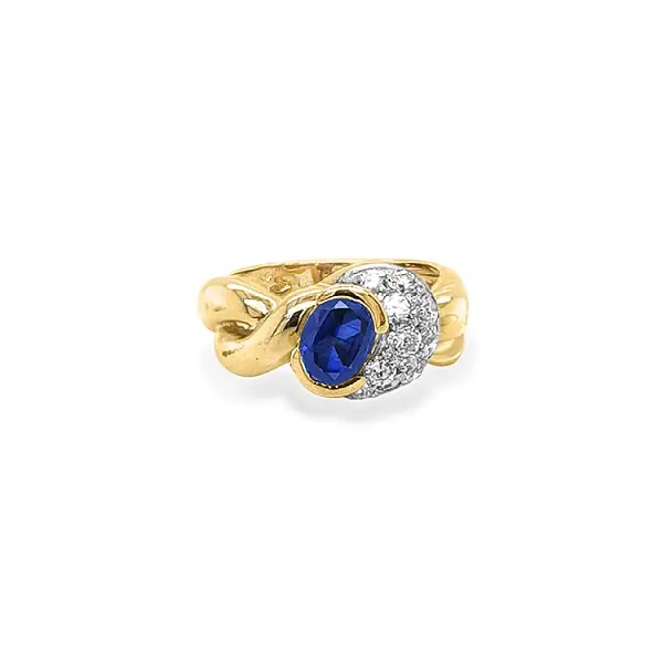 Nhẫn vàng cao cấp gắn đá sapphire và zircon