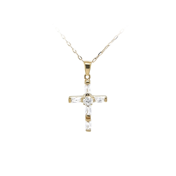 Mặt dây chuyền vàng hình thánh giá đính đá zircon