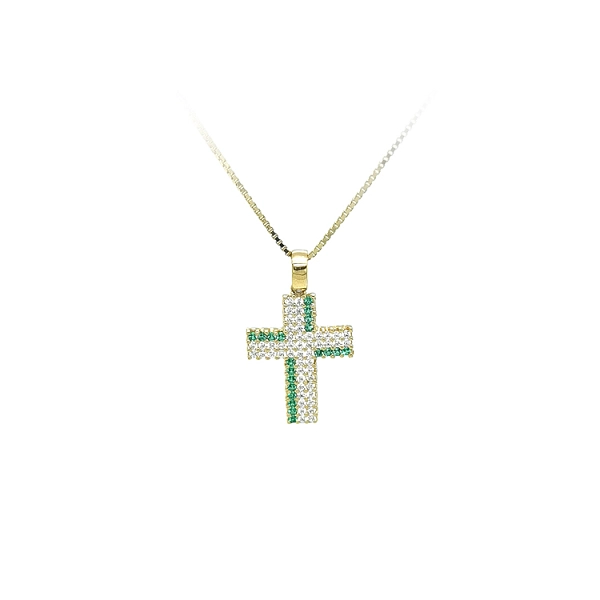 Mặt dây chuyền vàng hình thánh giá đính đá zircon