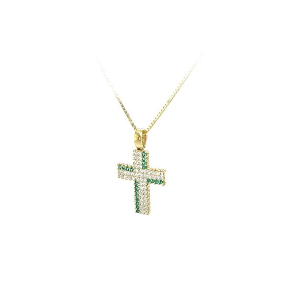 Mặt dây chuyền vàng hình thánh giá đính đá zircon