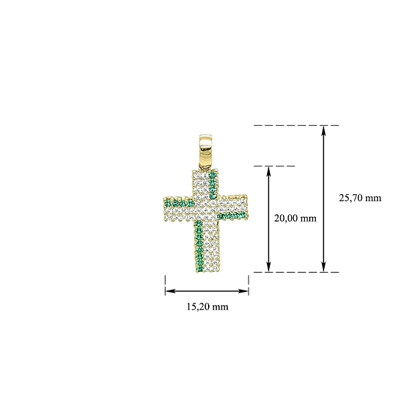 Mặt dây chuyền vàng hình thánh giá đính đá zircon