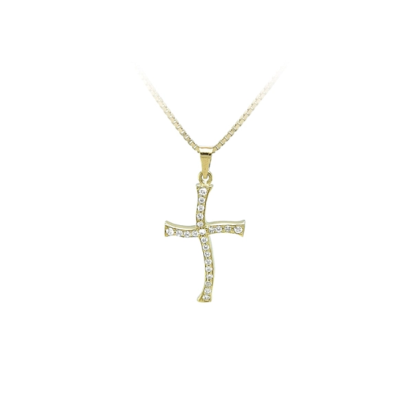 Mặt dây chuyền vàng hình thánh giá đính đá zircon