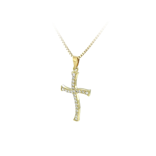 Mặt dây chuyền vàng hình thánh giá đính đá zircon