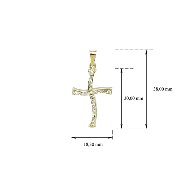 Mặt dây chuyền vàng hình thánh giá đính đá zircon
