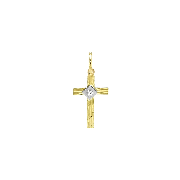 Mặt dây chuyền hình thánh giá bằng vàng đính đá zircon