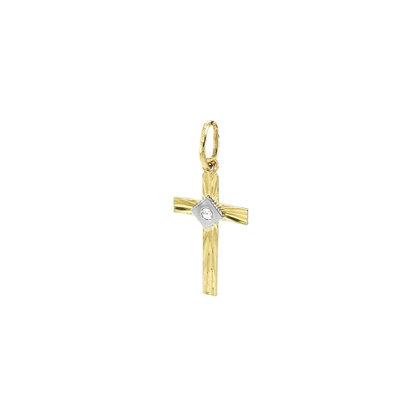 Mặt dây chuyền hình thánh giá bằng vàng đính đá zircon