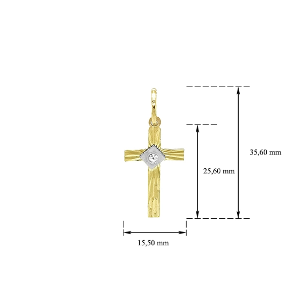Mặt dây chuyền hình thánh giá bằng vàng đính đá zircon
