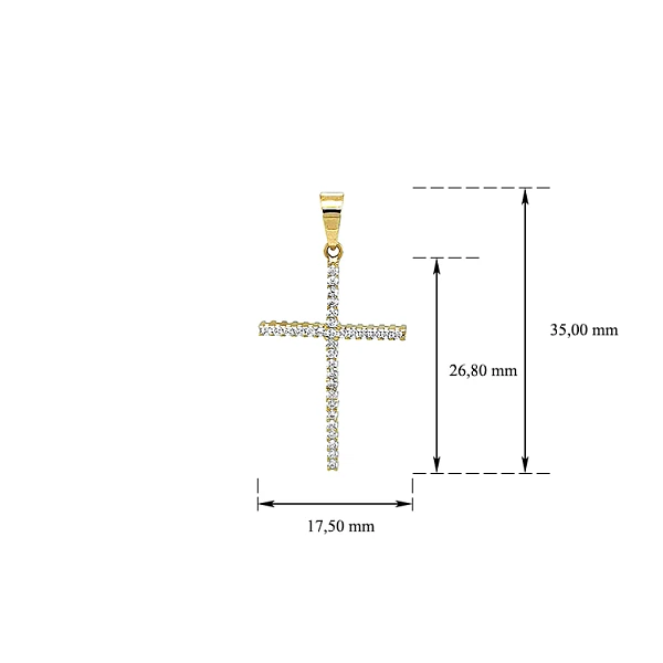 Thánh giá hai mặt bằng vàng với đá zircon