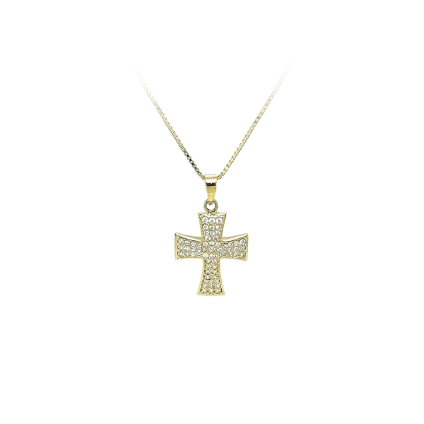 Mặt dây chuyền vàng hình thánh giá đính đá zircon