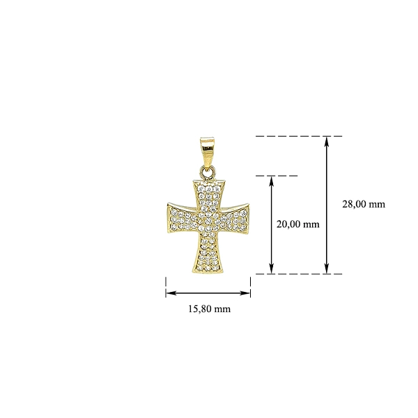 Mặt dây chuyền vàng hình thánh giá đính đá zircon