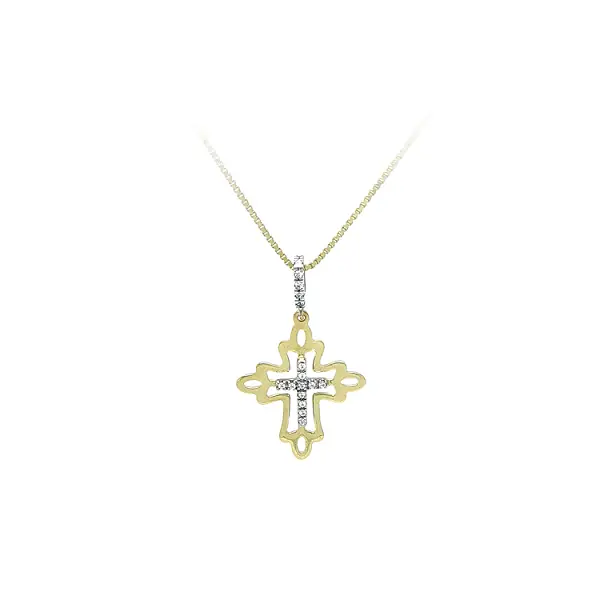Vòng cổ chéo với đá zircon trong vàng