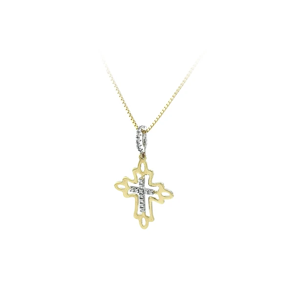 Vòng cổ chéo với đá zircon trong vàng