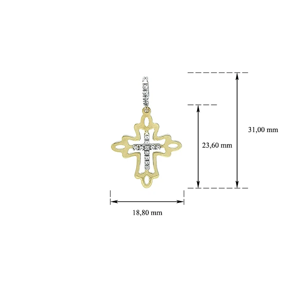Vòng cổ chéo với đá zircon trong vàng