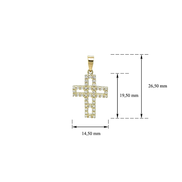 Mặt dây chuyền vàng hình thánh giá đính đá zircon