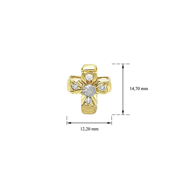 Mặt dây chuyền vàng hình thánh giá đính đá zircon