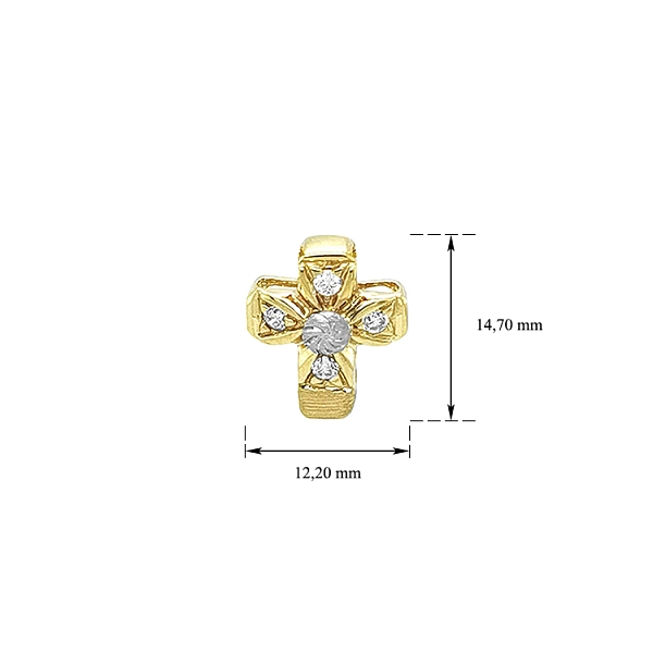 Mặt dây chuyền vàng hình thánh giá đính đá zircon