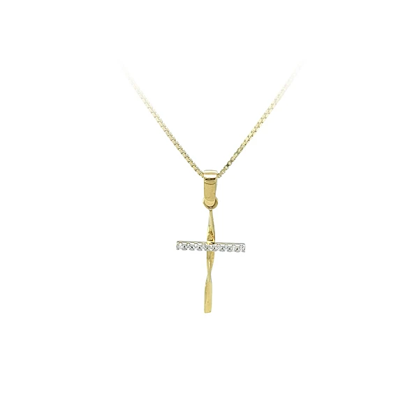 Mặt dây chuyền hình thánh giá đính đá zircon trong vàng