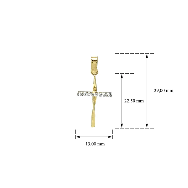 Mặt dây chuyền hình thánh giá đính đá zircon trong vàng