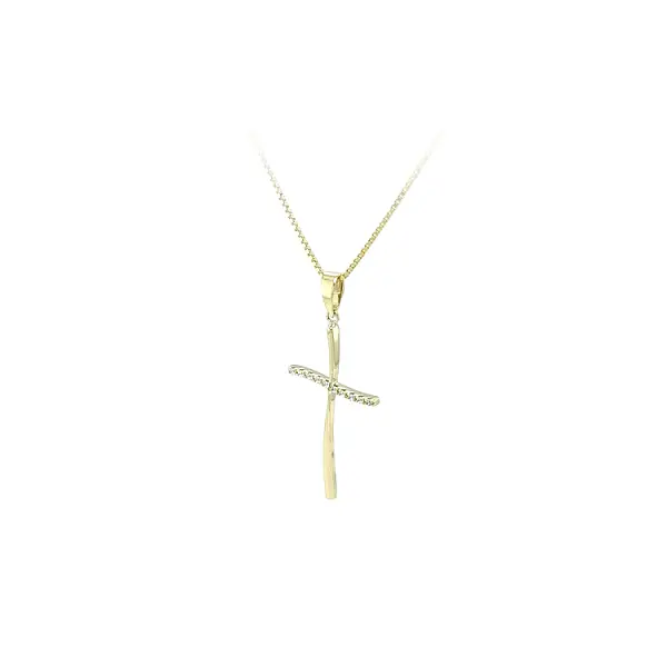 Mặt dây chuyền vàng hình thánh giá đính đá zircon