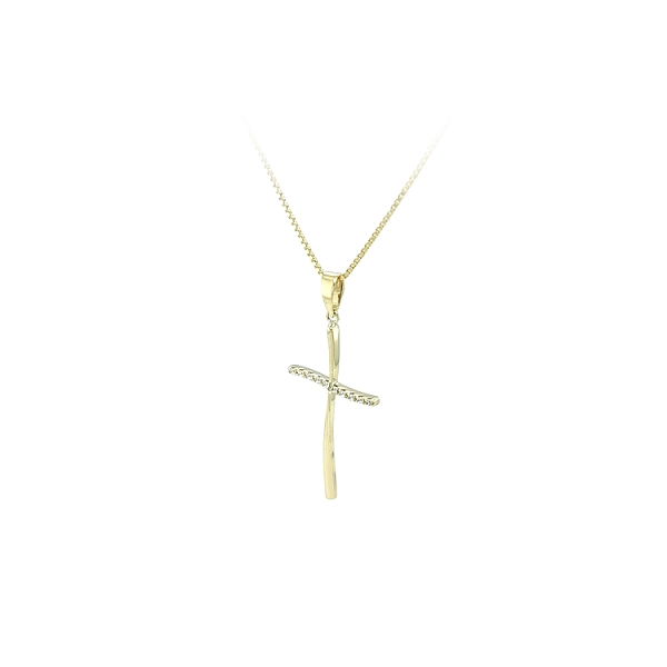 Mặt dây chuyền vàng hình thánh giá đính đá zircon