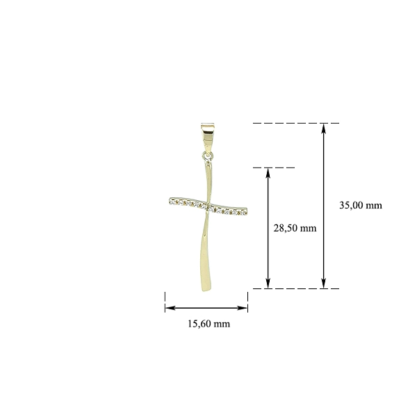 Mặt dây chuyền vàng hình thánh giá đính đá zircon
