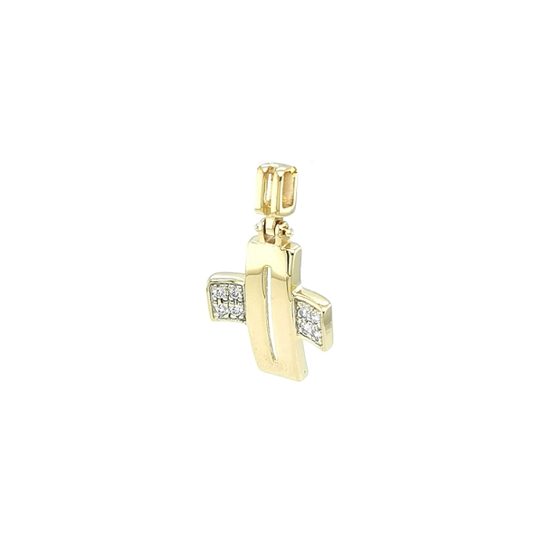 Mặt dây chuyền vàng hình thánh giá đính đá zircon