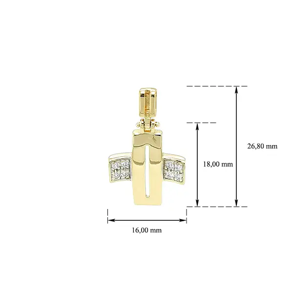 Mặt dây chuyền vàng hình thánh giá đính đá zircon