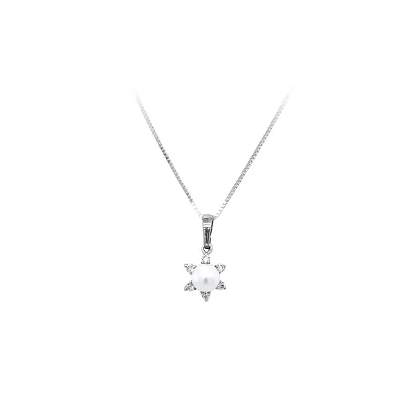 Mặt dây chuyền có ngọc trai và đá zircon trắng vàng