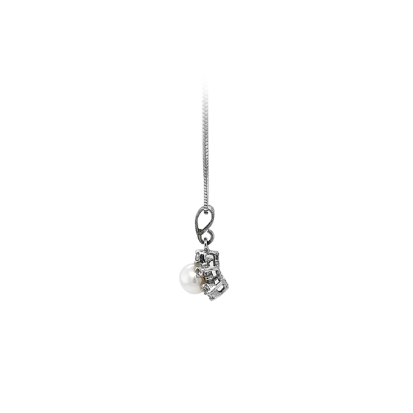 Mặt dây chuyền có ngọc trai và đá zircon trắng vàng