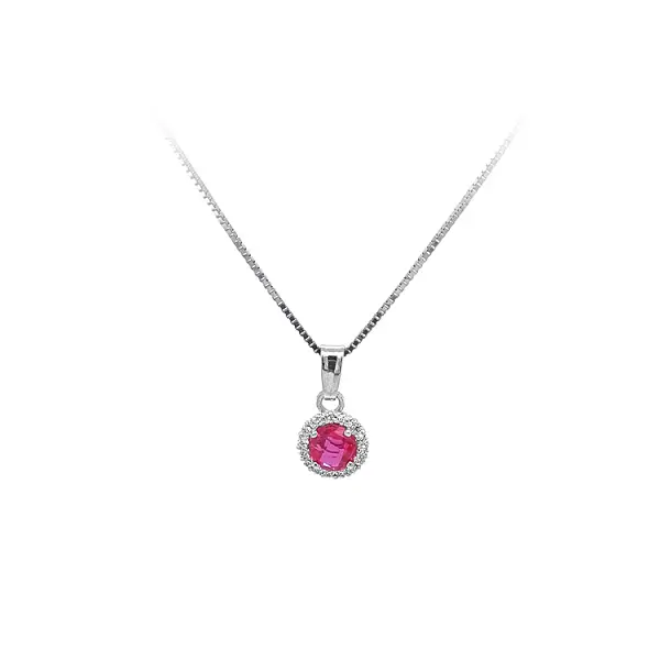 Mặt dây chuyền bằng vàng trắng đính đá đỏ