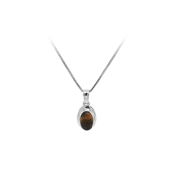 Mặt dây chuyền với đá mắt hổ trong vàng trắng