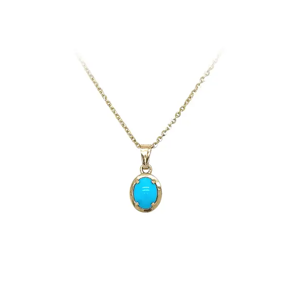 Mặt dây chuyền vàng đính đá turquoise