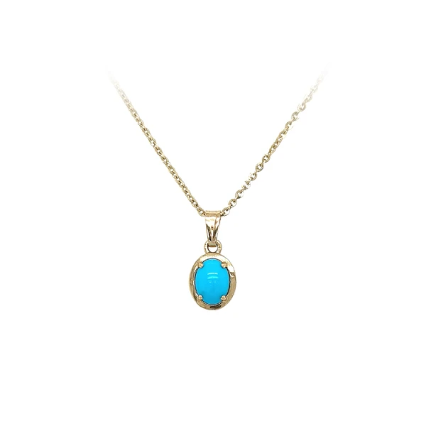 Mặt dây chuyền vàng đính đá turquoise