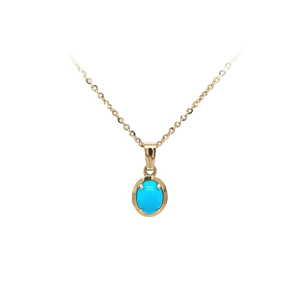 Mặt dây chuyền vàng đính đá turquoise