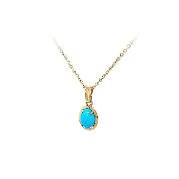 Mặt dây chuyền vàng đính đá turquoise