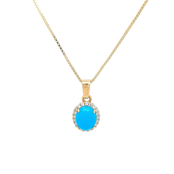 Mặt dây chuyền vàng đính ngọc lam và zircon