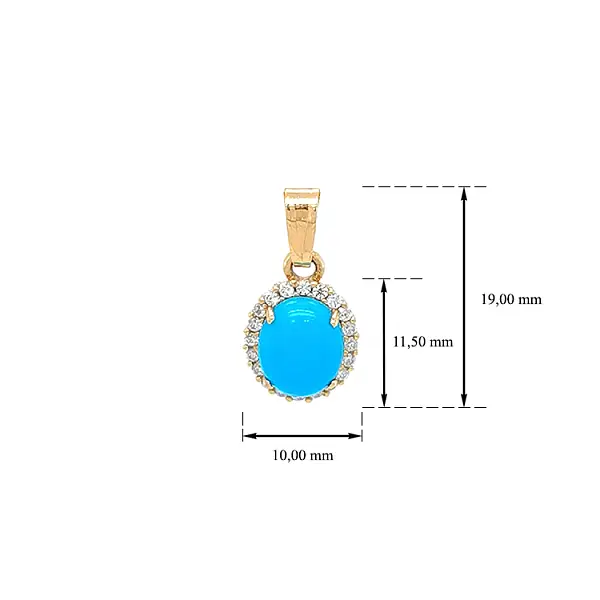 Mặt dây chuyền vàng đính ngọc lam và zircon