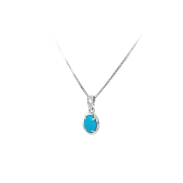 Mặt dây chuyền bằng vàng trắng đính đá turquoise
