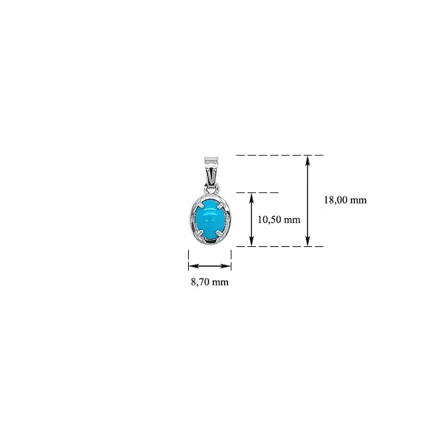 Mặt dây chuyền bằng vàng trắng đính đá turquoise