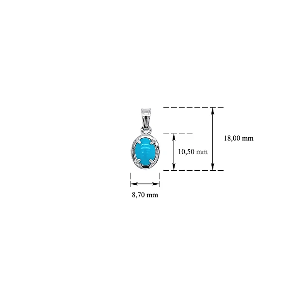 Mặt dây chuyền bằng vàng trắng đính đá turquoise
