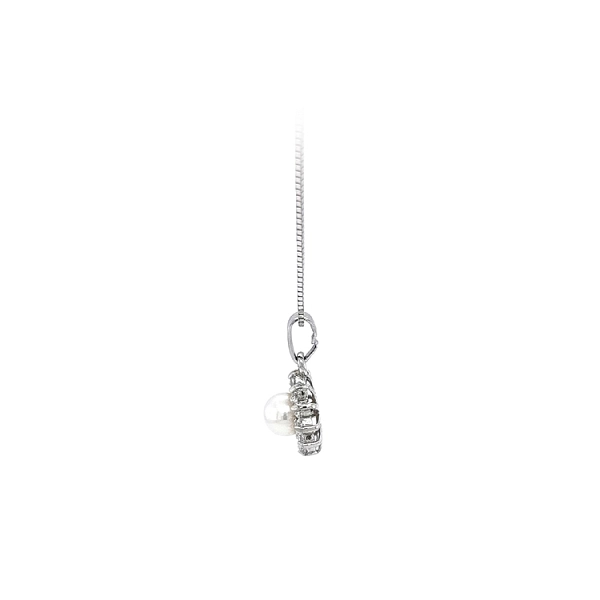 Mặt dây chuyền có ngọc trai và đá zircon trắng vàng