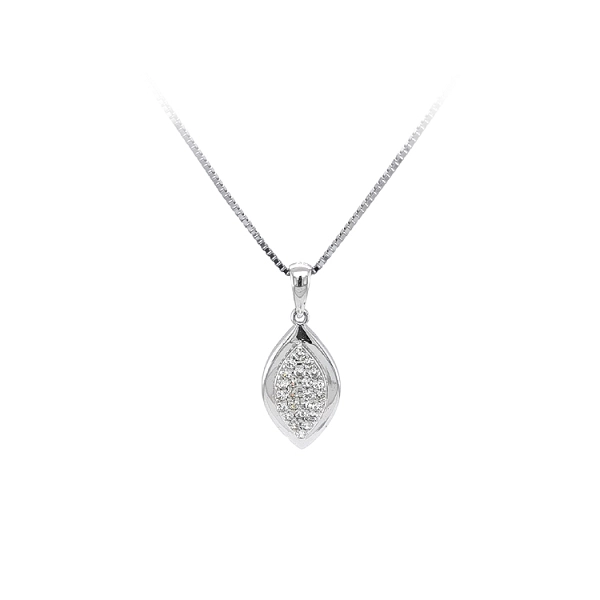 Mặt dây chuyền bằng vàng trắng đính đá zircon trắng
