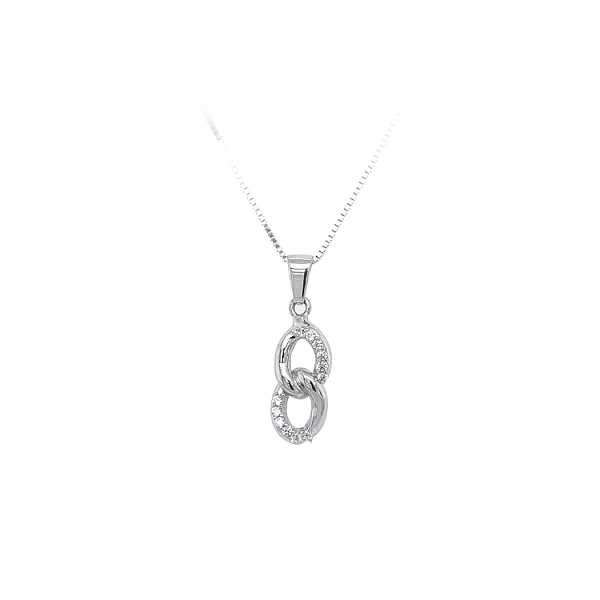 Mặt dây chuyền bằng vàng trắng đính đá zircon trắng