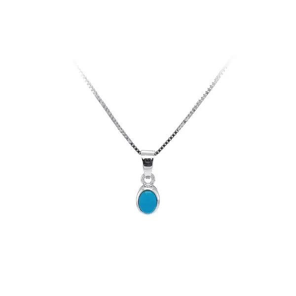 Mặt dây chuyền bằng vàng trắng đính đá turquoise